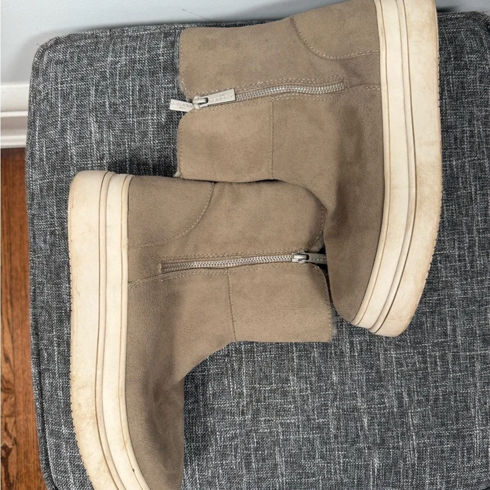 J/Slides Tristan faux fur-lined waterproof suede sneaker boot, Size 7.5